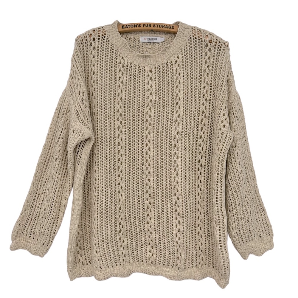 Italian Made Cotton Knit Slouchy Sweater